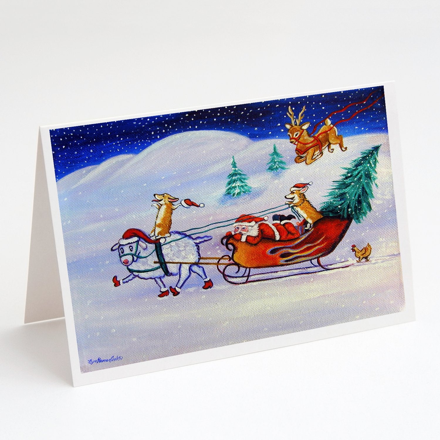 Buy this Corgi Highhacked Santa Claus Sleigh Greeting Cards and Envelopes Pack of 8