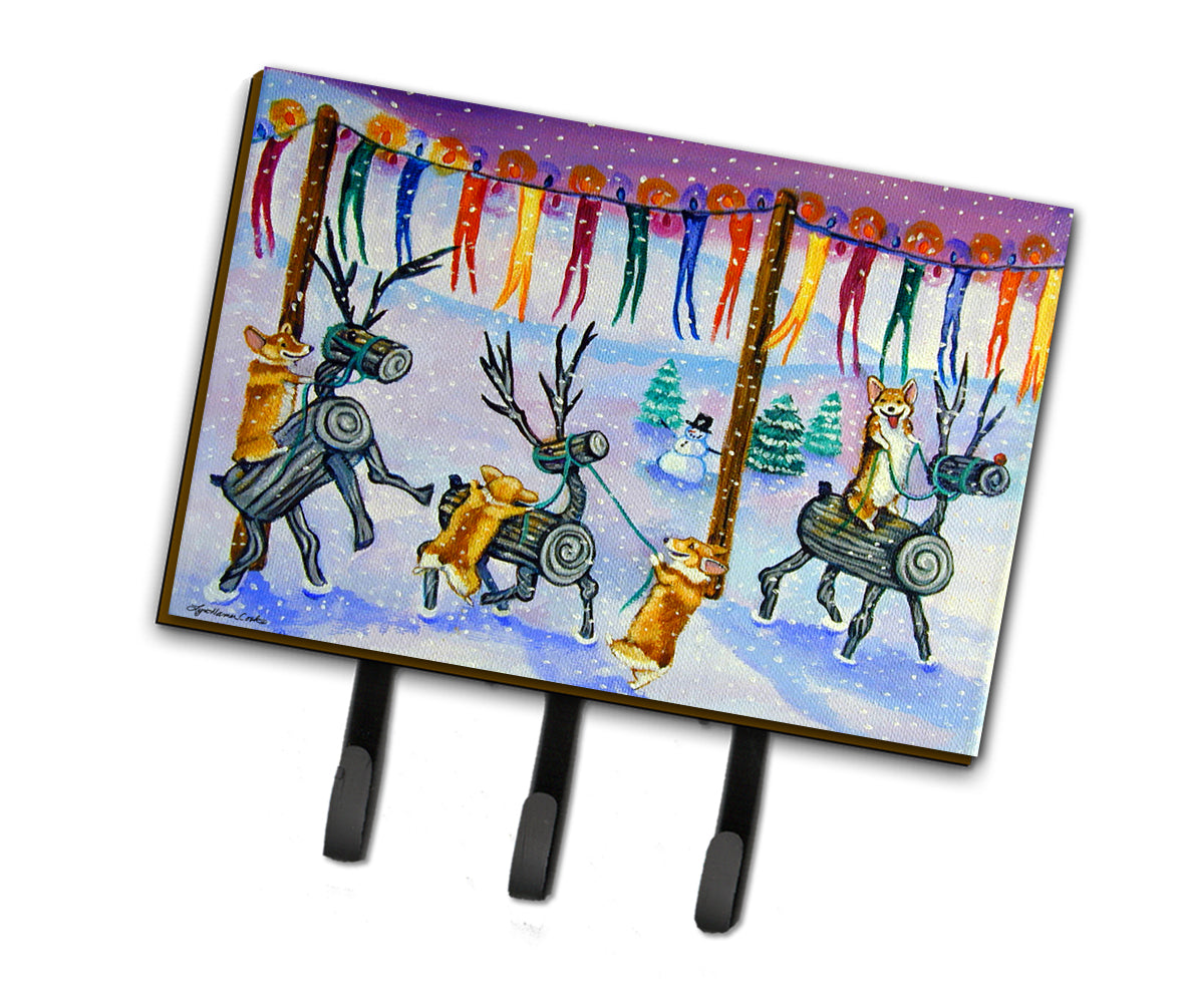 Corgi Log Reindeer Race Christmas Leash or Key Holder 7443TH68