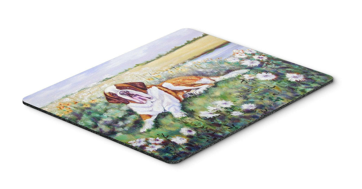 Saint Bernard in Flowers Mouse Pad, Hot Pad or Trivet 7446MP by Caroline&#39;s Treasures