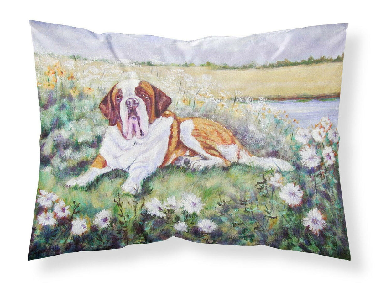 Saint Bernard in Flowers Fabric Standard Pillowcase 7446PILLOWCASE by Caroline&#39;s Treasures