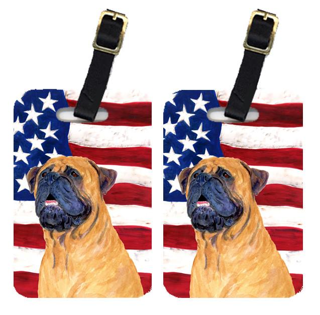 Pair of USA American Flag with Bullmastiff Luggage Tags SS4004BT by Caroline&#39;s Treasures