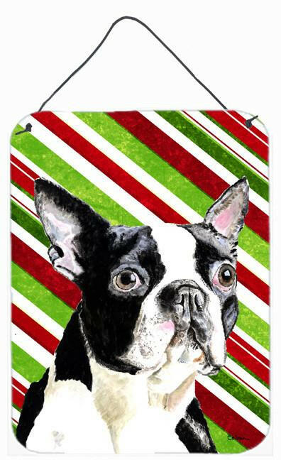 Boston Terrier Holiday Christmas Aluminium Metal Wall or Door Hanging Prints by Caroline&#39;s Treasures