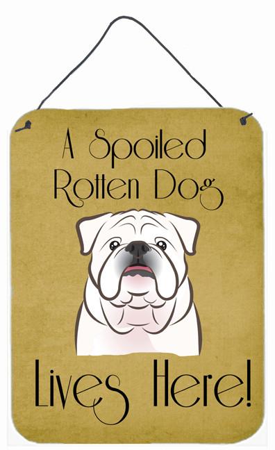 White English Bulldog  Spoiled Dog Lives Here Wall or Door Hanging Prints BB1468DS1216 by Caroline&#39;s Treasures
