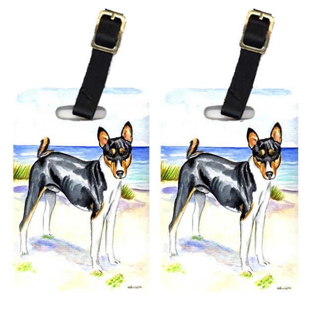 Pair of 2 Tricolor Basenji at the beach Luggage Tags by Caroline&#39;s Treasures