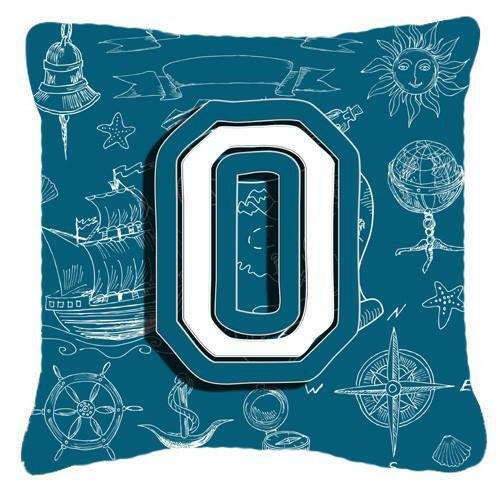 Letter O Sea Doodles Initial Alphabet Canvas Fabric Decorative Pillow CJ2014-OPW1414 by Caroline&#39;s Treasures