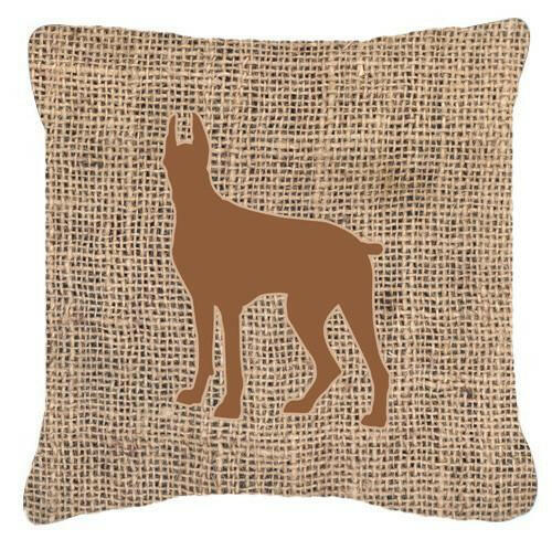 Great Dane Burlap and Brown   Canvas Fabric Decorative Pillow BB1081 - the-store.com