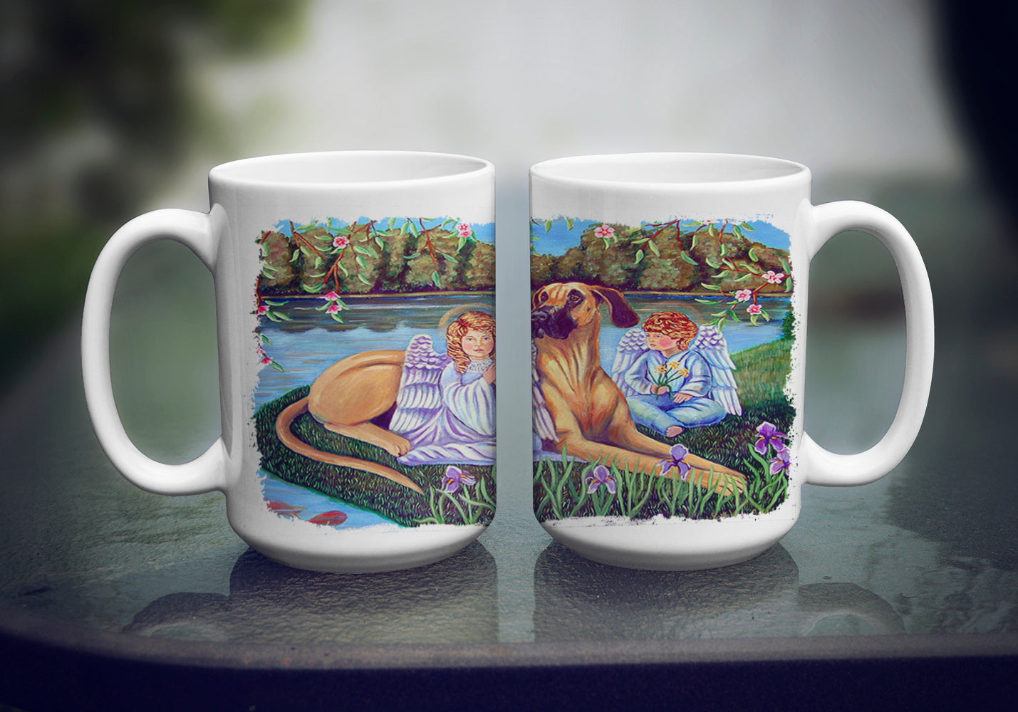 Angels with Great Dane Dishwasher Safe Microwavable Ceramic Coffee Mug 15 ounce 7507CM15  the-store.com.
