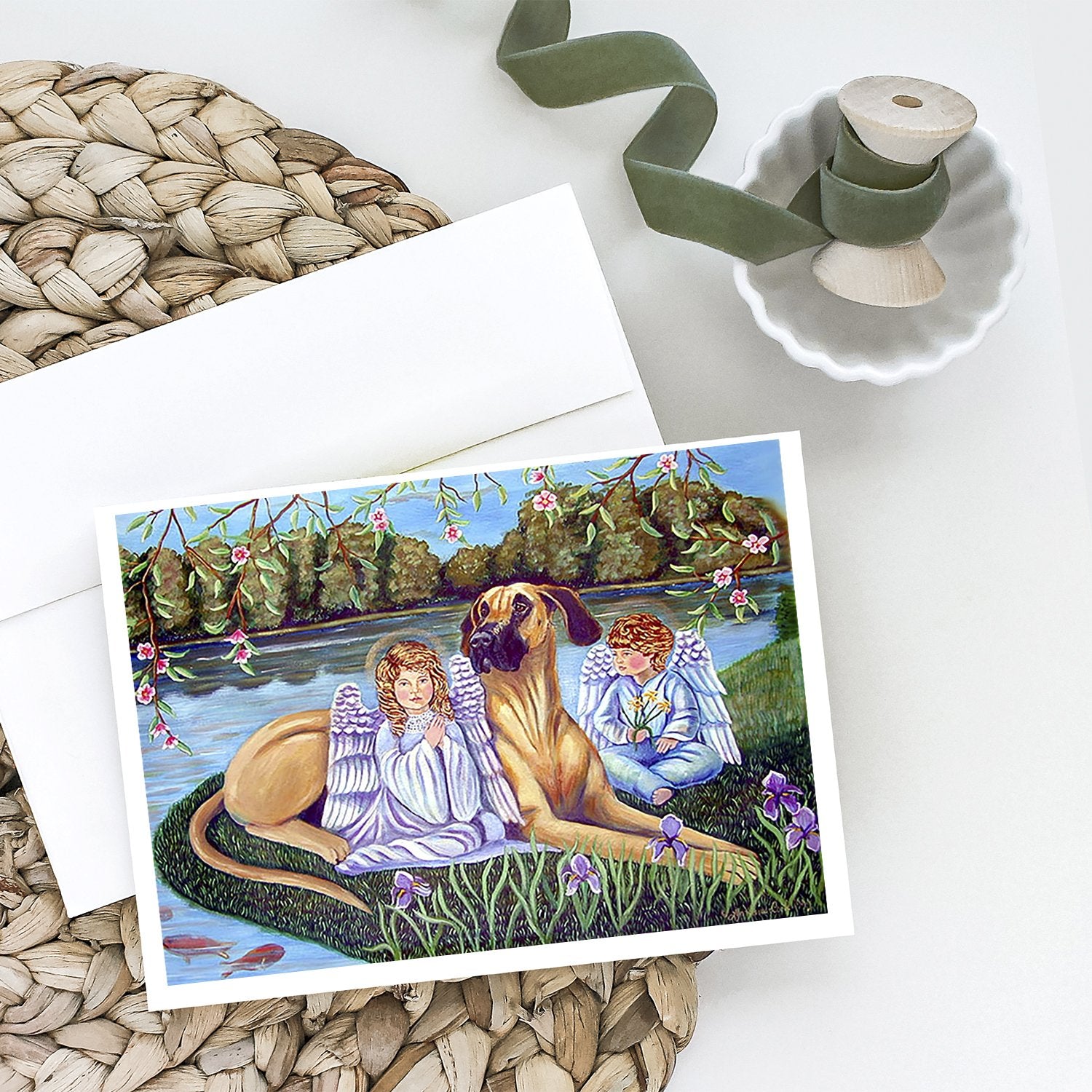 Angels with Great Dane Greeting Cards and Envelopes Pack of 8 - the-store.com
