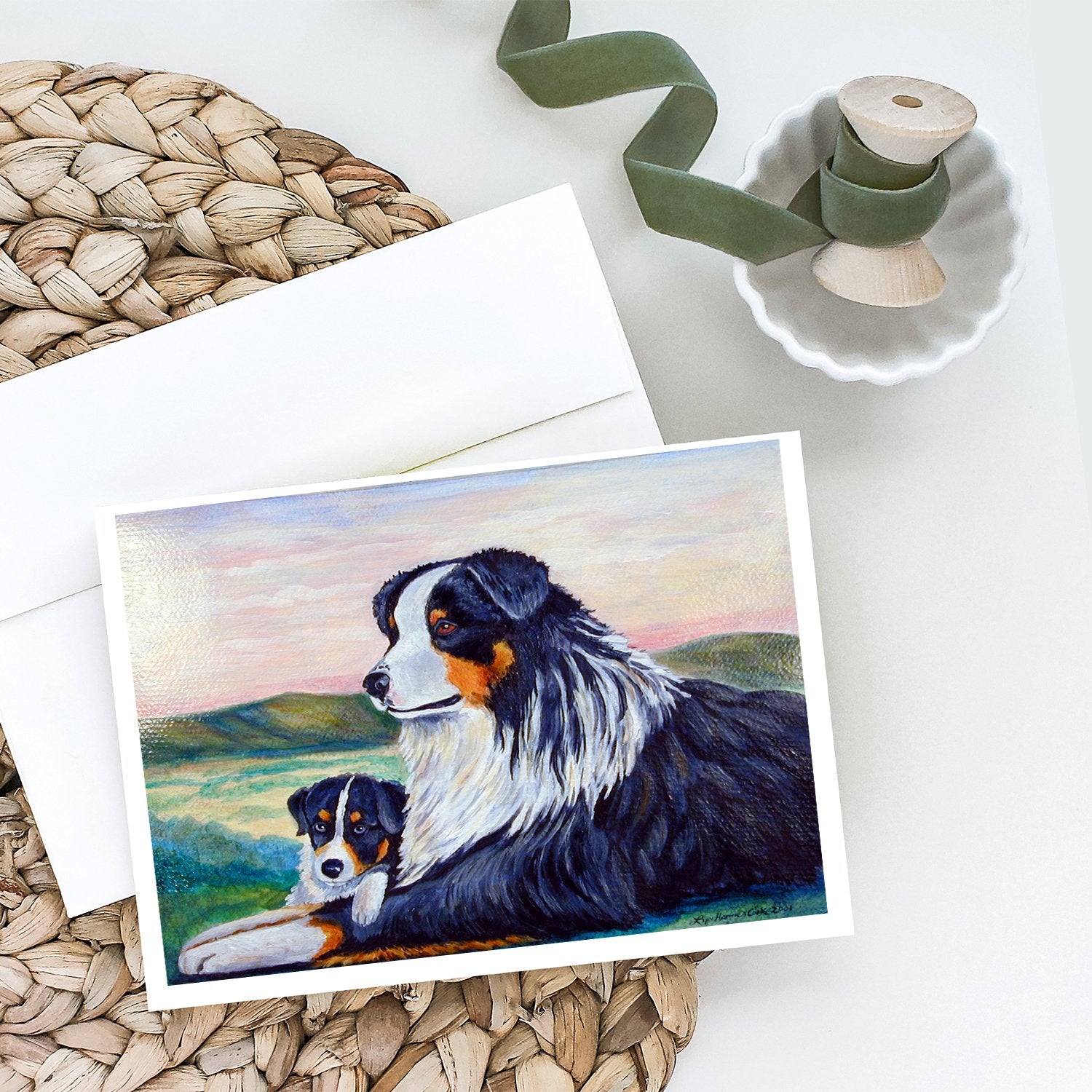 Australian Shepherd Greeting Cards and Envelopes Pack of 8 - the-store.com