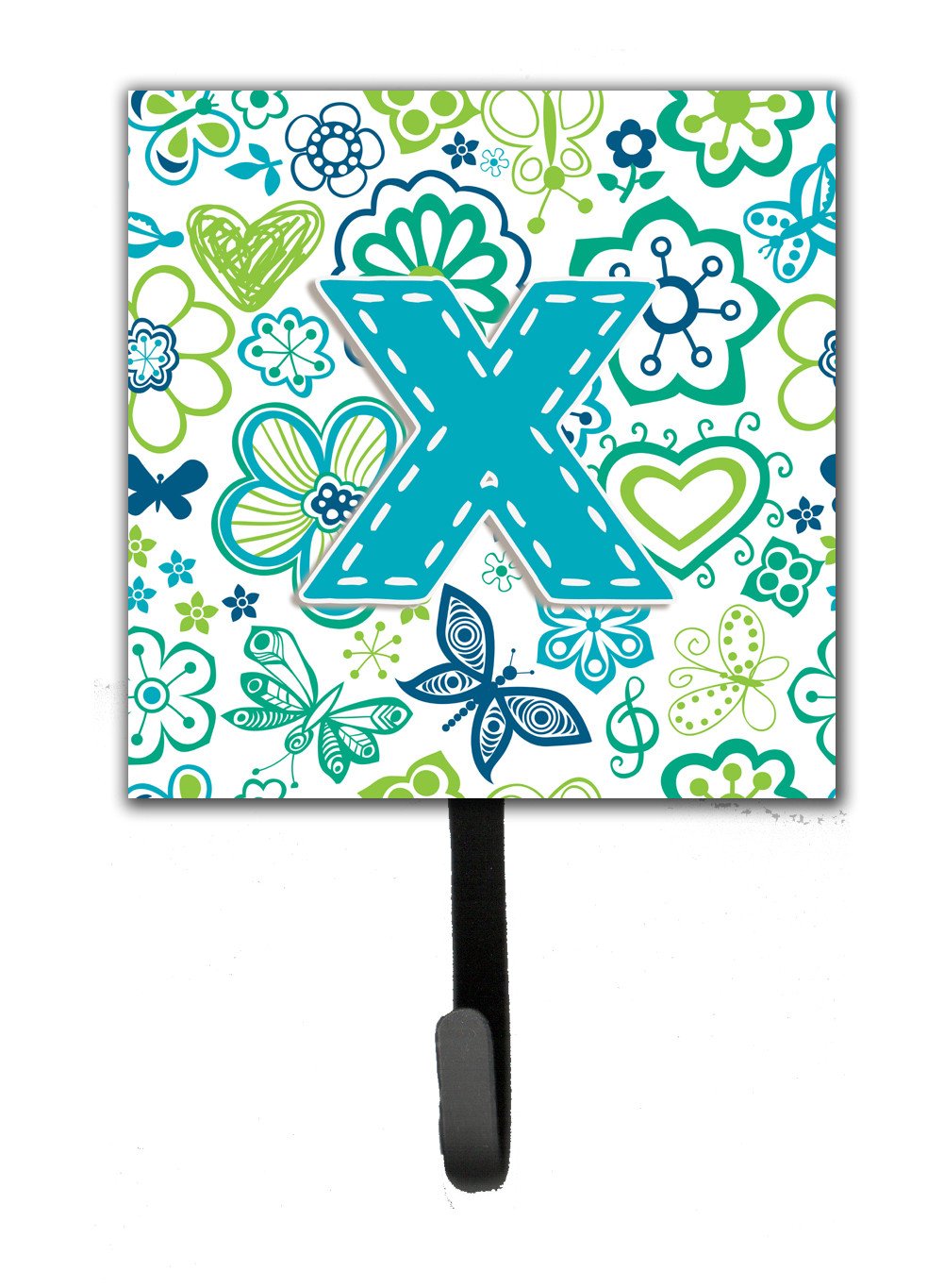 Letter X Flowers and Butterflies Teal Blue Leash or Key Holder CJ2006-XSH4 by Caroline&#39;s Treasures