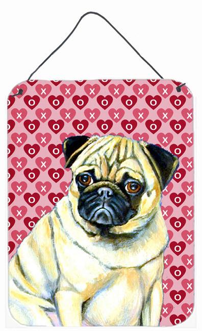 Pug Hearts Love and Valentine&#39;s Day Portrait Wall or Door Hanging Prints by Caroline&#39;s Treasures