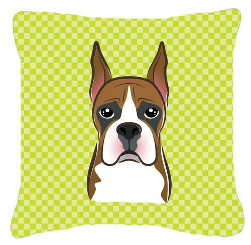 Checkerboard Lime Green Boxer Canvas Fabric Decorative Pillow BB1285PW1414 - the-store.com
