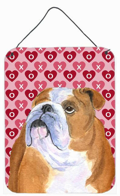 Bulldog English Hearts Love Valentine&#39;s Day Wall Door Hanging Prints by Caroline&#39;s Treasures