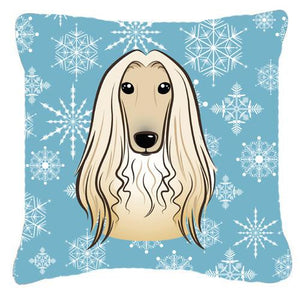 Snowflake Afghan Hound Fabric Decorative Pillow BB1678PW1414 - the-store.com