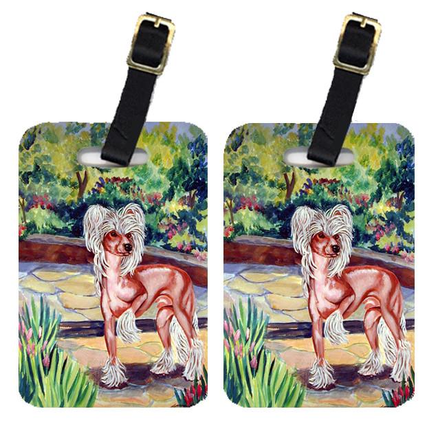 Pair of 2 Chinese Crested on the patio Luggage Tags by Caroline&#39;s Treasures
