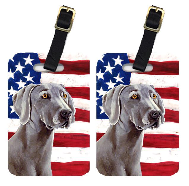 Pair of USA American Flag with Weimaraner Luggage Tags LH9001BT by Caroline&#39;s Treasures