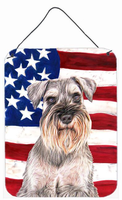 USA American Flag with Schnauzer Wall or Door Hanging Prints KJ1158DS1216 by Caroline's Treasures