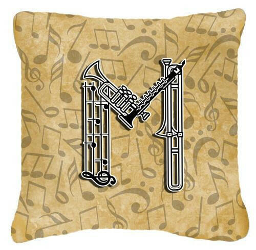 Letter M Musical Instrument Alphabet Canvas Fabric Decorative Pillow CJ2004-MPW1414 by Caroline's Treasures