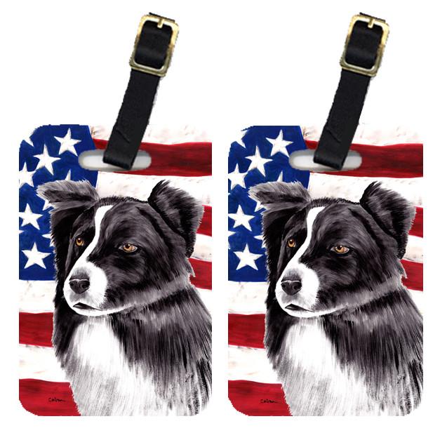 Pair of USA American Flag with Border Collie Luggage Tags SC9009BT by Caroline&#39;s Treasures