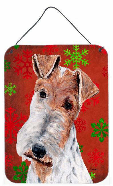 Wire Fox Terrier Red Snowflakes Holiday Wall or Door Hanging Prints SC9748DS1216 by Caroline&#39;s Treasures