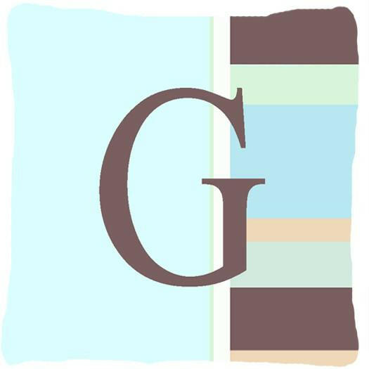 Letter G Initial Monogram - Blue Stripes Decorative   Canvas Fabric Pillow - the-store.com