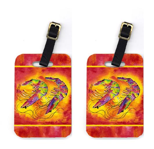 Pair of Bright Shrimp on Red Luggage Tags by Caroline's Treasures