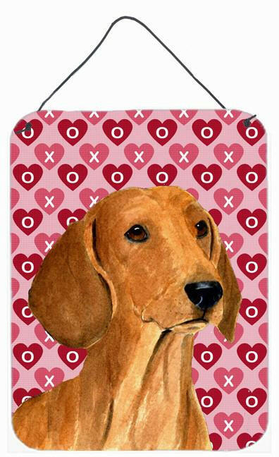 Dachshund Hearts Love and Valentine's Day Portrait Wall or Door Hanging Prints by Caroline's Treasures