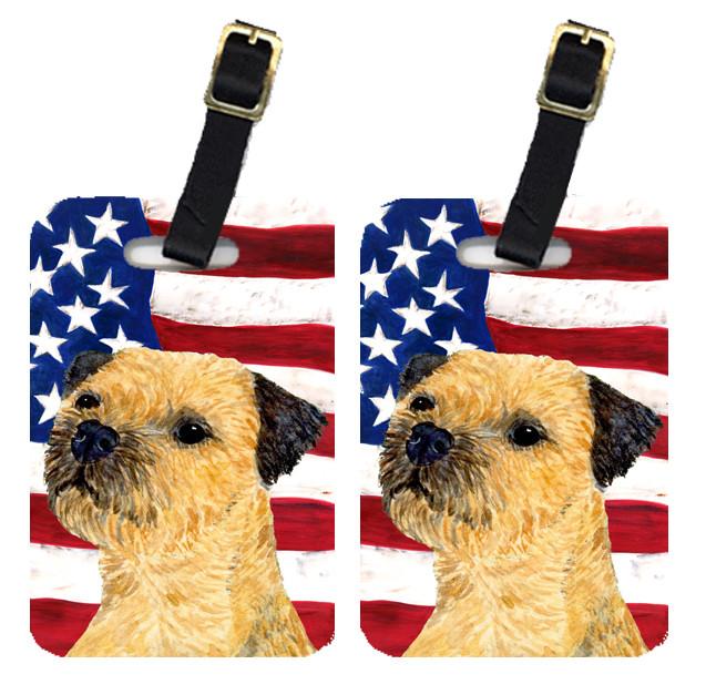 Pair of USA American Flag with Border Terrier Luggage Tags SS4247BT by Caroline&#39;s Treasures