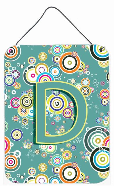 Letter D Circle Circle Teal Initial Alphabet Wall or Door Hanging Prints CJ2015-DDS1216 by Caroline&#39;s Treasures