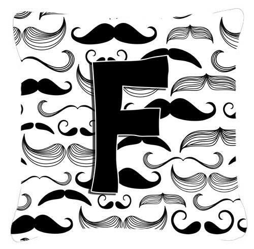 Letter F Moustache Initial Canvas Fabric Decorative Pillow CJ2009-FPW1414 by Caroline&#39;s Treasures