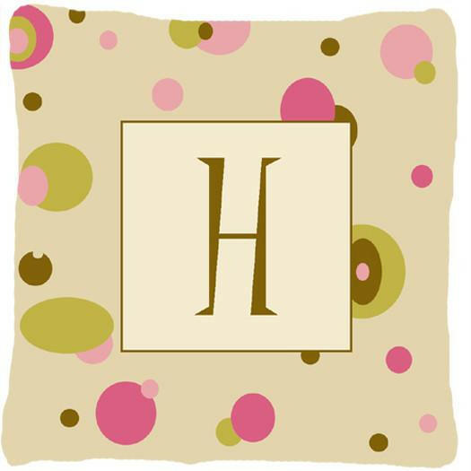 Letter H Initial Monogram - Tan Dots Decorative   Canvas Fabric Pillow - the-store.com