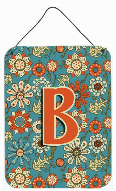 Caroline's Treasures Letter B Flowers Retro Blue Wall or Door Hanging Prints CJ2012-BDS1216