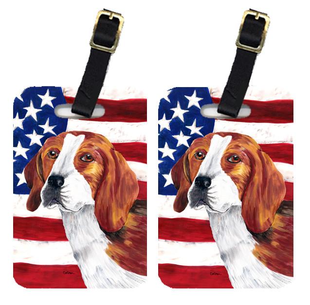 Pair of USA American Flag with Beagle Luggage Tags SC9005BT by Caroline&#39;s Treasures