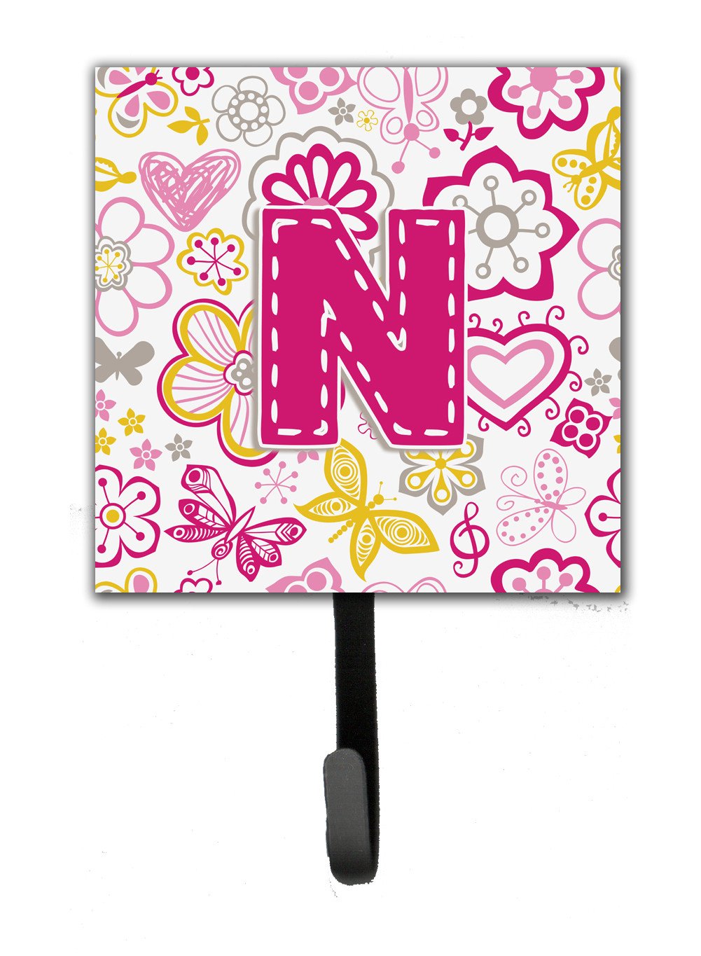 Letter N Flowers and Butterflies Pink Leash or Key Holder CJ2005-NSH4 by Caroline's Treasures