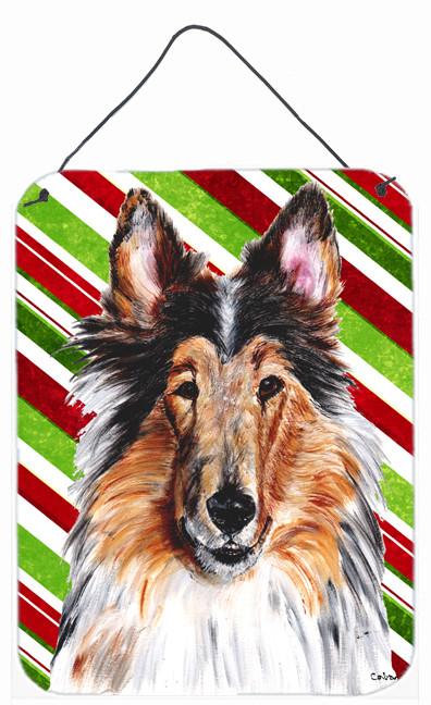 Collie Candy Cane Christmas Wall or Door Hanging Prints SC9790DS1216 by Caroline's Treasures