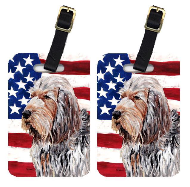 Pair of Otterhound with American Flag USA Luggage Tags SC9636BT by Caroline&#39;s Treasures