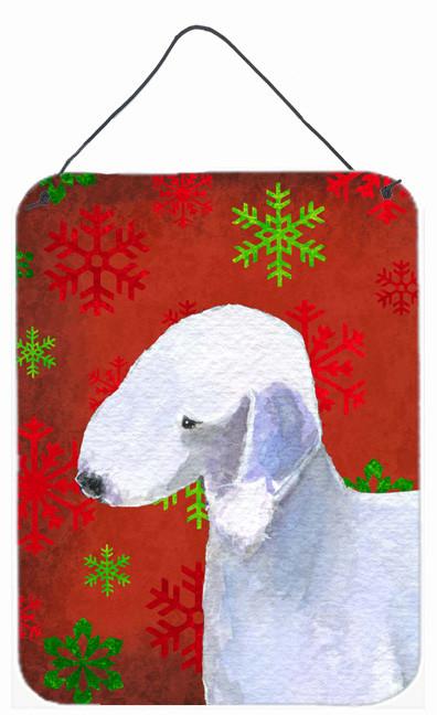 Bedlington Terrier Red Snowflakes Holiday Christmas Wall or Door Hanging Prints by Caroline&#39;s Treasures