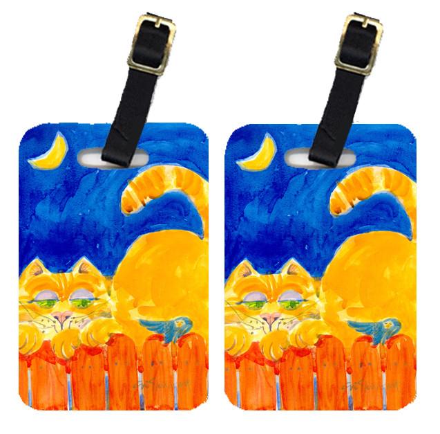 Pair of 2 Orange Tabby Cat on the fence Luggage Tags by Caroline&#39;s Treasures
