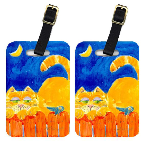 Pair of 2 Orange Tabby Cat on the fence Luggage Tags by Caroline's Treasures