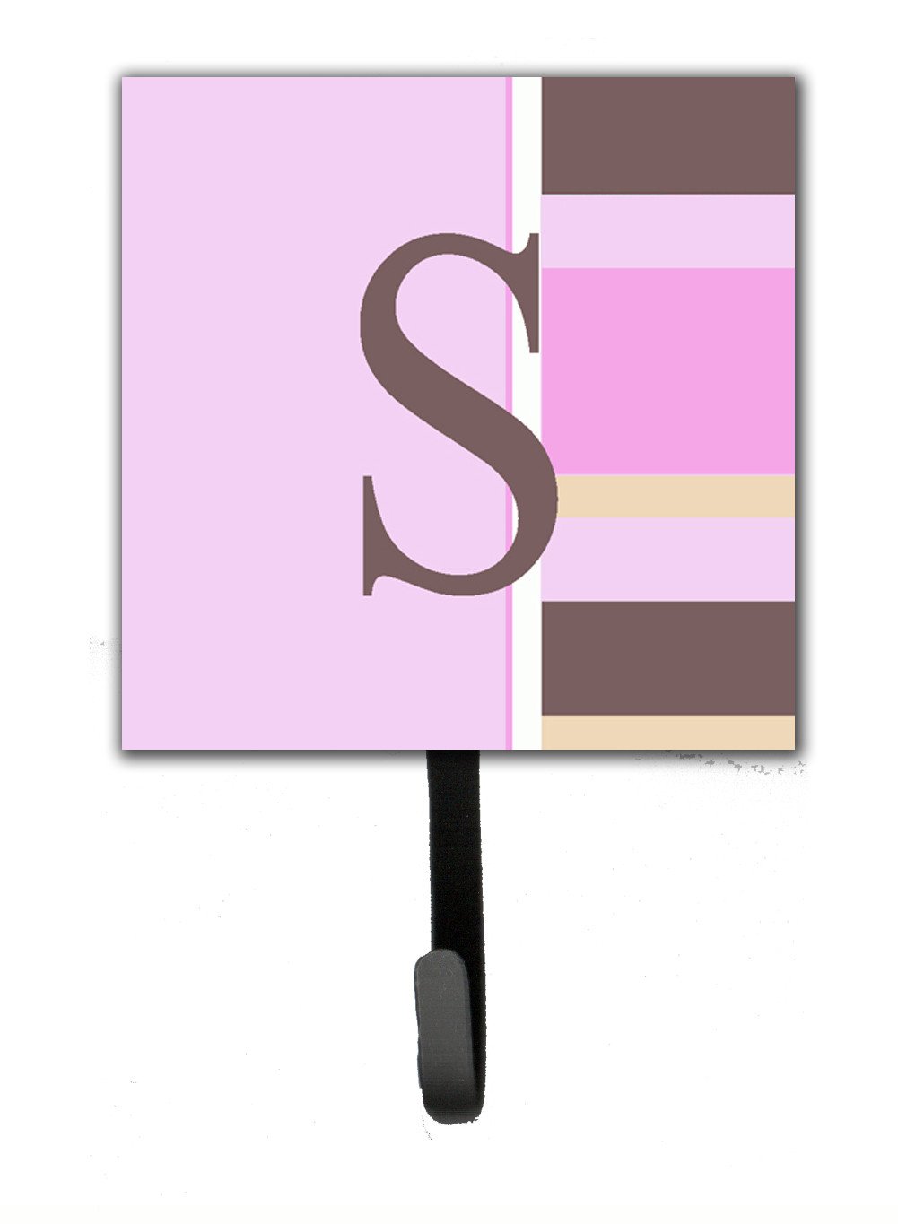 Letter S Initial Monogram - Pink Stripes Leash Holder or Key Hook by Caroline's Treasures