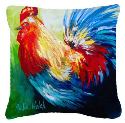 Rooster Chief Big Feathers Canvas Fabric Decorative Pillow MW1137PW1414 by Caroline&#39;s Treasures