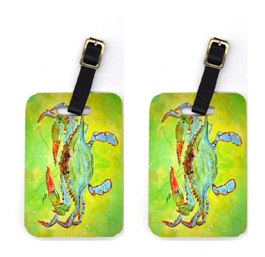 Pair of Bright Green Blue Crab Luggage Tags by Caroline&#39;s Treasures