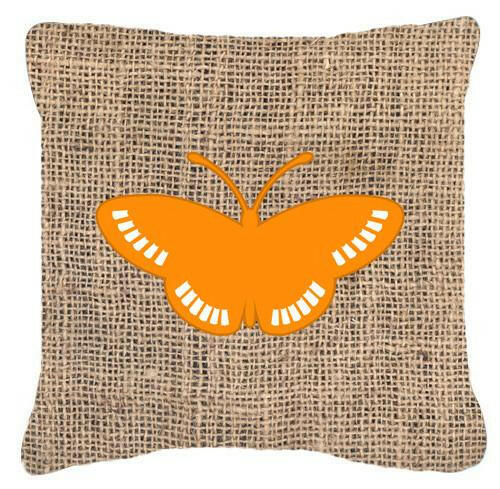 Butterfly Burlap and Orange   Canvas Fabric Decorative Pillow BB1031 - the-store.com