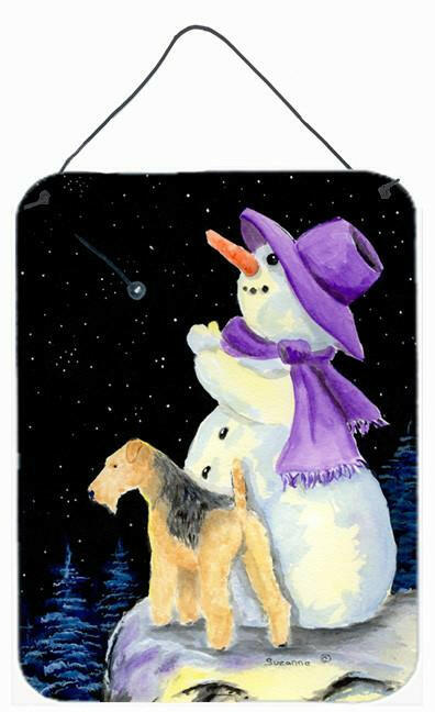 Caroline's Treasures Snowman with Lakeland Terrier Aluminium Metal Wall or Door Hanging Prints