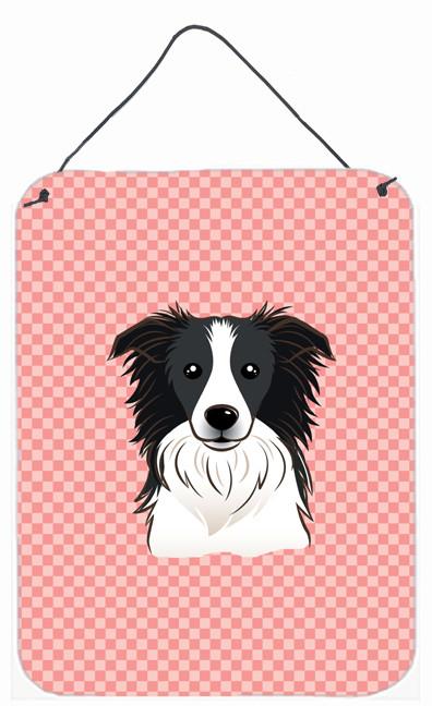 Checkerboard Pink Border Collie Wall or Door Hanging Prints BB1241DS1216 by Caroline&#39;s Treasures