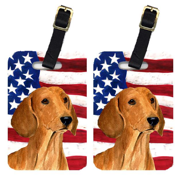 Pair of USA American Flag with Dachshund Luggage Tags SS4049BT by Caroline&#39;s Treasures
