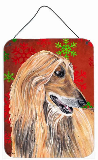 Afghan Hound Red Snowflakes Holiday Christmas  Wall or Door Hanging Prints SC9501DS1216 by Caroline&#39;s Treasures
