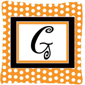 Monogram Initial G Orange Polkadots Decorative   Canvas Fabric Pillow CJ1033 - the-store.com
