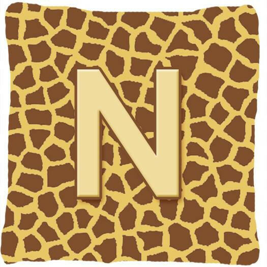 Monogram Initial N Giraffe Decorative   Canvas Fabric Pillow CJ1025 - the-store.com