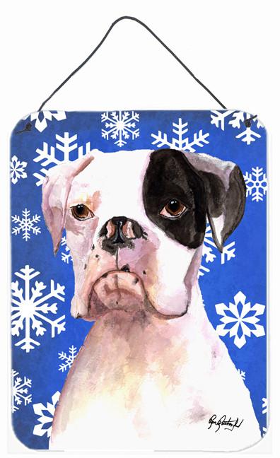 Cooper Winter Snowflakes Boxer Aluminium Metal Wall or Door Hanging Prints by Caroline&#39;s Treasures